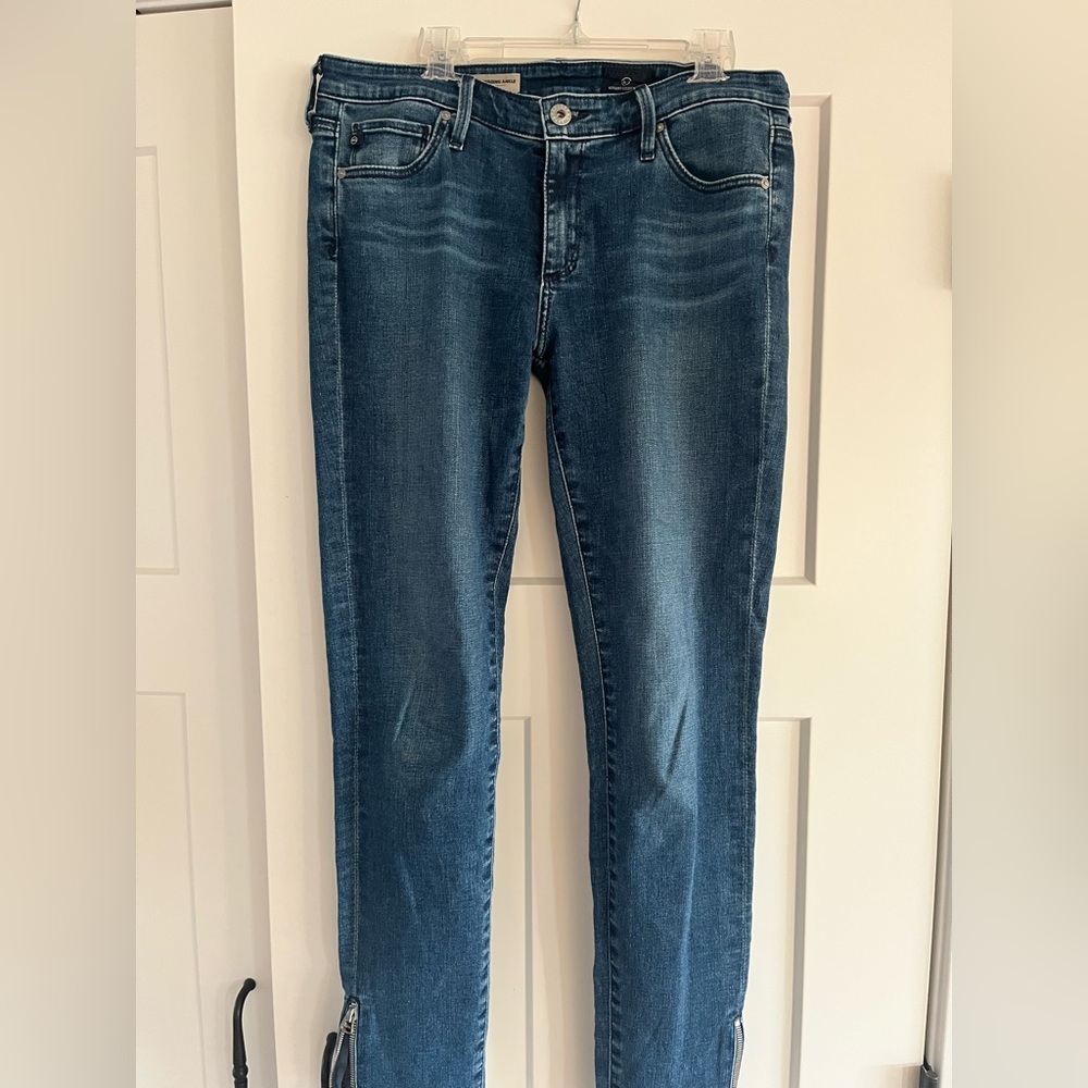 Premium AG denim. The Zip-up Legging Ankle. Skinny ankle zip.